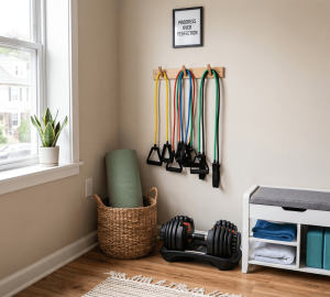 a small home gym space
