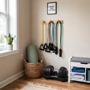 a small home gym space